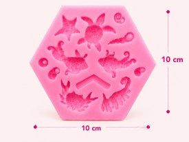 Molde silicona 12 animales marinos